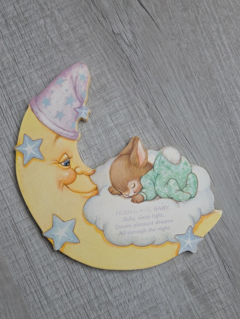 Vintage Hallmark 1985 Moon & Sleeping Bunny Nursery Friends Plaque